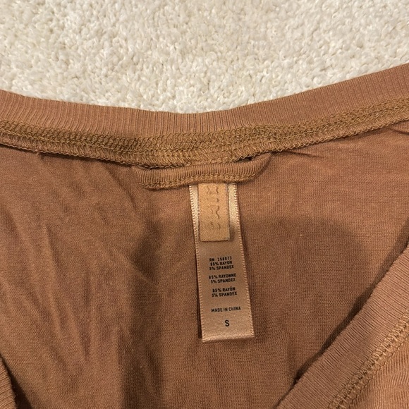 SKIMS Sleep Henley Dress in Camel - Picture 3 of 4